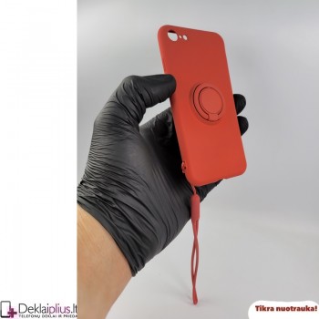 Vennus švelnaus silikono dėklas su žiedu - raudonas (telefonui Iphone 7/8/Se 2020/Se 2022)